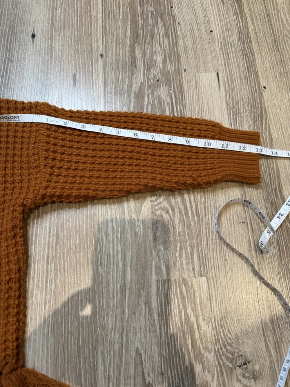 Flawed Anthropologie Moon River Burnt Orange Cropped Sweater Fringe Hem Size S